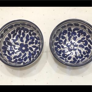 2 Vintage FAIT MAIN Tunisia Blue Bowls